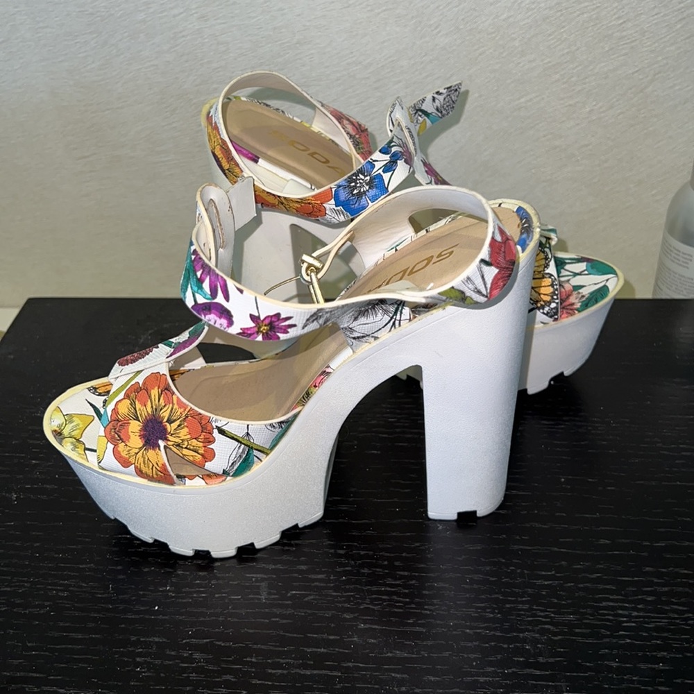White floral high heels